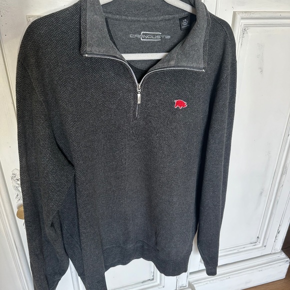 Carnoustie Men’s Black Quarter Zip Razorback Pullover 100% Cotton Size Large - Picture 1 of 6